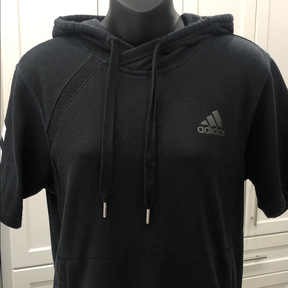 Adidas Black Short Sleeve Pullover Hoodie - Women’s Size Small - Picture 6 of 9